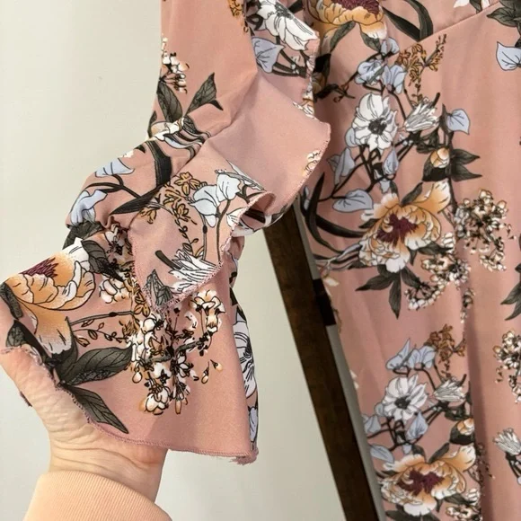 Shein floral ruffle maxi dress sz L - Picture 4 of 5